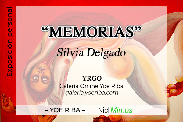 Cartel de Memorias. Expo de una artista de Cuba. Muestra de obras cubanas de su trabajo como artista de la plástica.